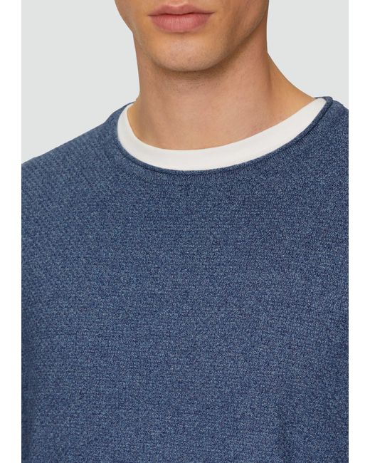 S.oliver Strickpullover mit Strukturmix und Logo-Patch in Blue für Herren