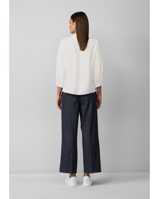 S.oliver White Bluse mit Rüschenkragen und Biesenfalten