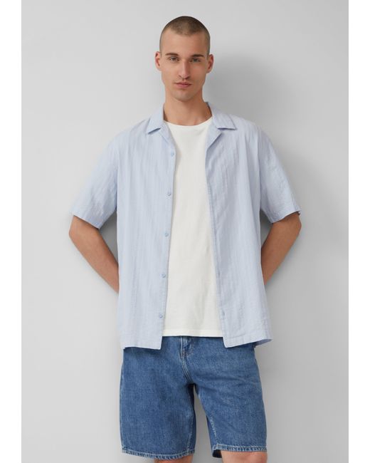 QS Resorthemd in strukturierter Ware mit Seersucker-Effekt in White für Herren