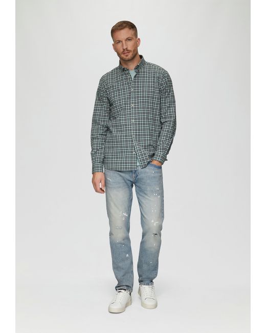 S.oliver Regular Fit: Hemd aus Baumwollstretch mit Button-Down-Kragen in Blue für Herren