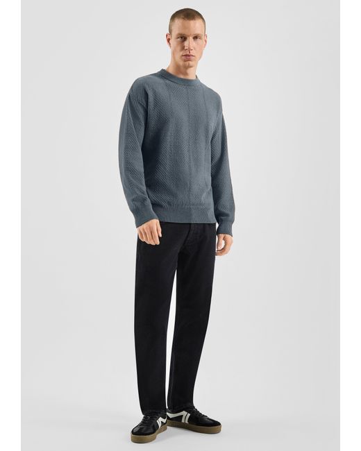 QS Strukturierter Strickpullover in Blue für Herren
