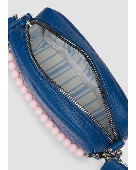 S.oliver Blue Handliche Camera-Bag mit abnehmbarem Perlen-Henkel und Reißverschlussfach