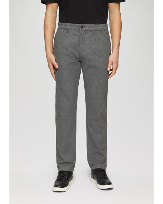 QS Rick: Web-Chino in Woll-Optik in Black für Herren