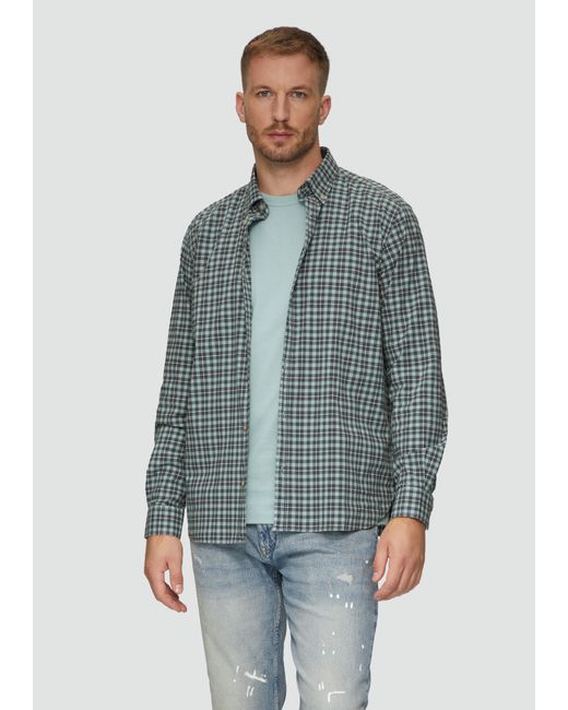 S.oliver Regular Fit: Hemd aus Baumwollstretch mit Button-Down-Kragen in Blue für Herren