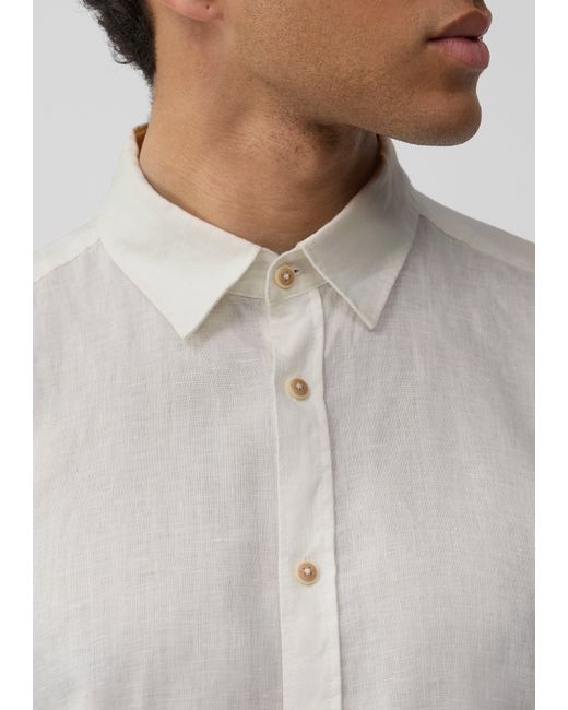 S.oliver Regular Fit: Leichtes Kurzarmhemd aus 100% Leinen in White für Herren