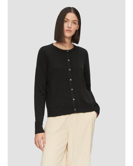 S.oliver Black Rundhals-Strickjacke mit Knopfleiste