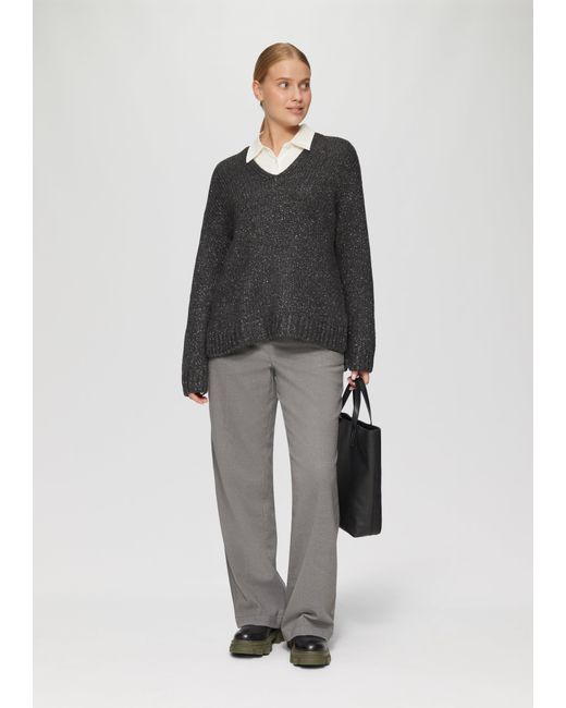 S.oliver Gray Oversized Strickpullover mit Glitzergarn und Pailletten
