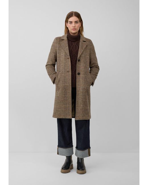 S.oliver Natural Wollmixmantel mit Leo-Muster und Eingrifftaschen