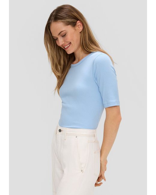 S.oliver Blue Geripptes T-Shirt im Slim Fit