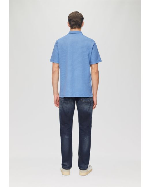 S.oliver Poloshirt aus zweifarbigem Waffelpiqué mit Brusttasche in Blue für Herren