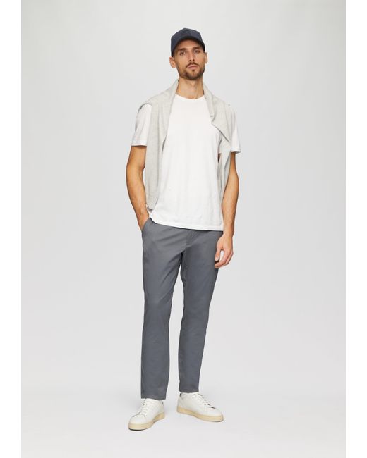 S.oliver Phoenix: Fein gemusterte Hose mit Straight Leg in White für Herren