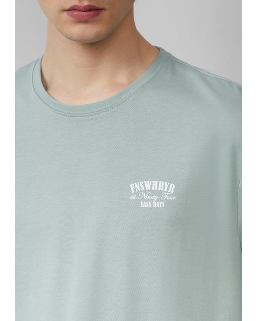 QS Rundhals T-Shirt in schwerer Jerseyware mit Frontprint in Green für Herren