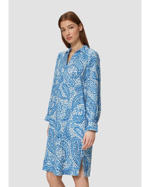 S.oliver Blue Strukturiertes Hemdblusenkleid mit Eingrifftaschen