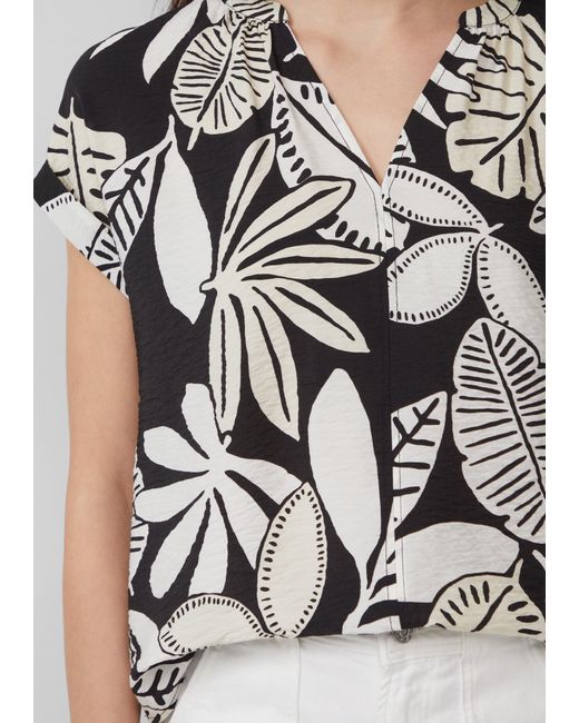 S.oliver White Strukturierte Bluse mit Raff-Details