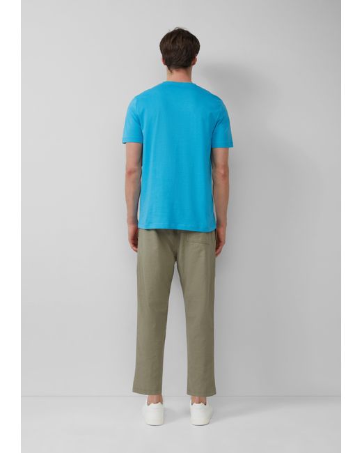 S.oliver Baumwoll-T-Shirt mit Crewneck und Artwork in Blue für Herren
