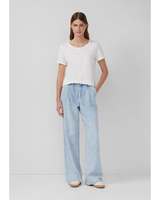 S.oliver White T-Shirt mit Ärmelumschlag