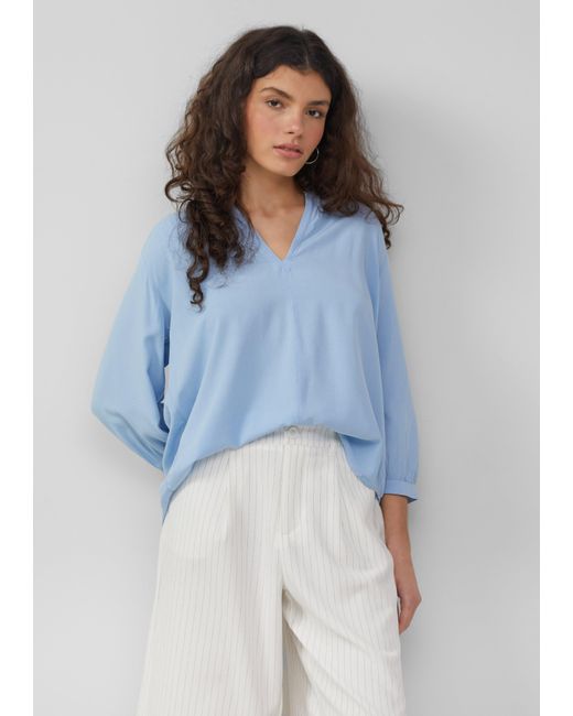 QS Blue Viskose-Bluse mit Raffung an der Schulter