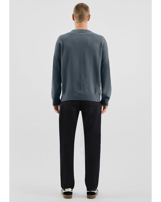QS Strukturierter Strickpullover in Blue für Herren