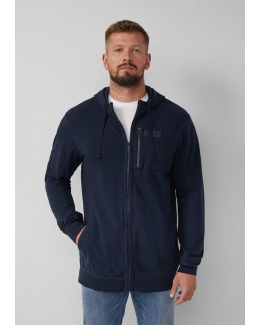 S.oliver Sportive Hoodie-Sweatjacke im Fabricmix in Blue für Herren