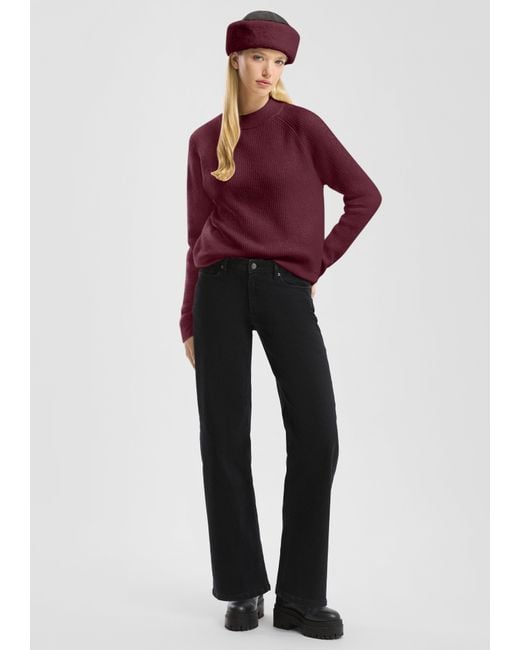 QS Red Weicher Strickpullover mit Rippstruktur
