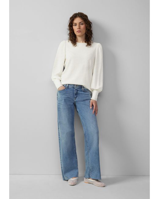 QS White Strukturiertes Langarmshirt mit Puffärmeln