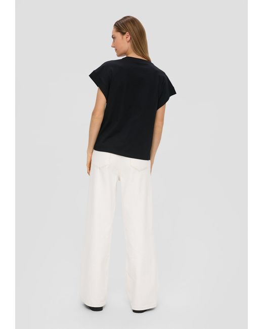 S.oliver Black Baumwoll-Shirt mit überschnittenen Ärmeln und Frontprint