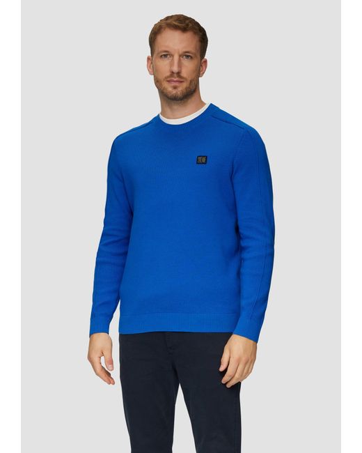 S.oliver Strickpullover mit Nahtdetails und Logo in Blue für Herren