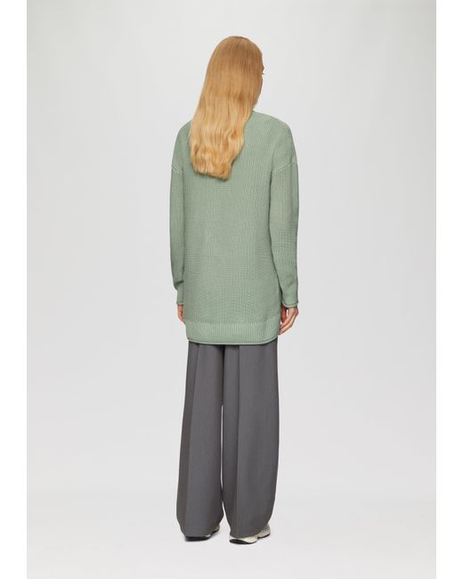 QS Green Lange Strickjacke mit Strukturmuster