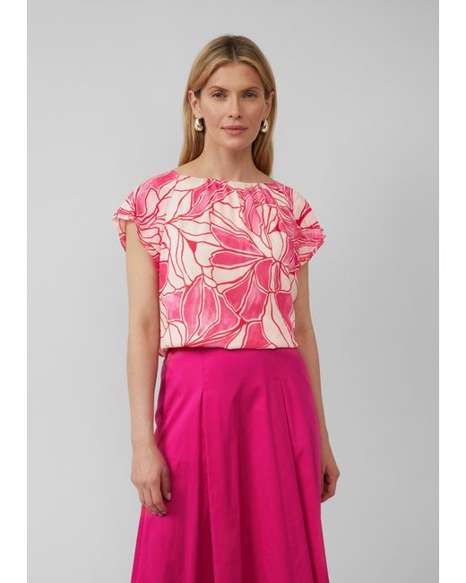 S.oliver Pink Weiche Viskosebluse mit All-over-Print