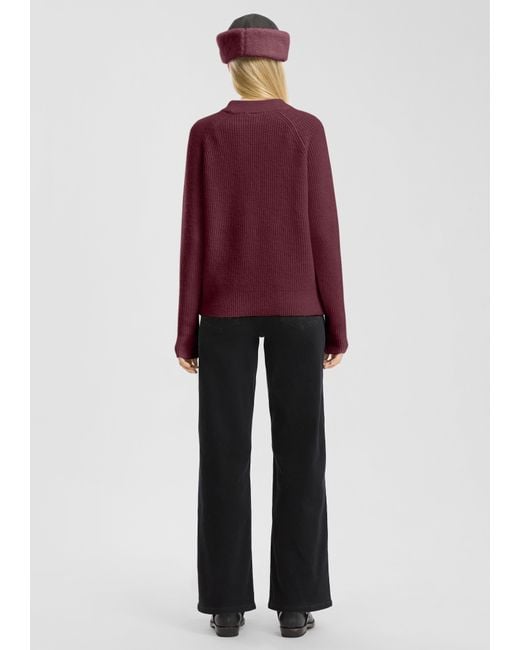 QS Red Weicher Strickpullover mit Rippstruktur