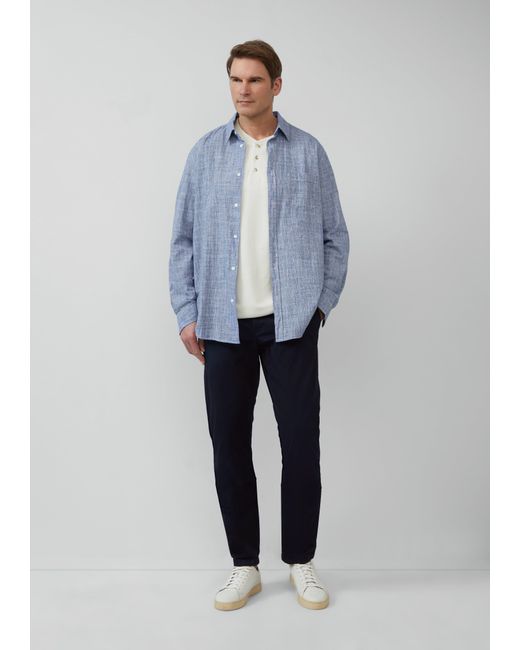S.oliver Langarmshirt mit Henleyausschnitt und Web-Details in White für Herren