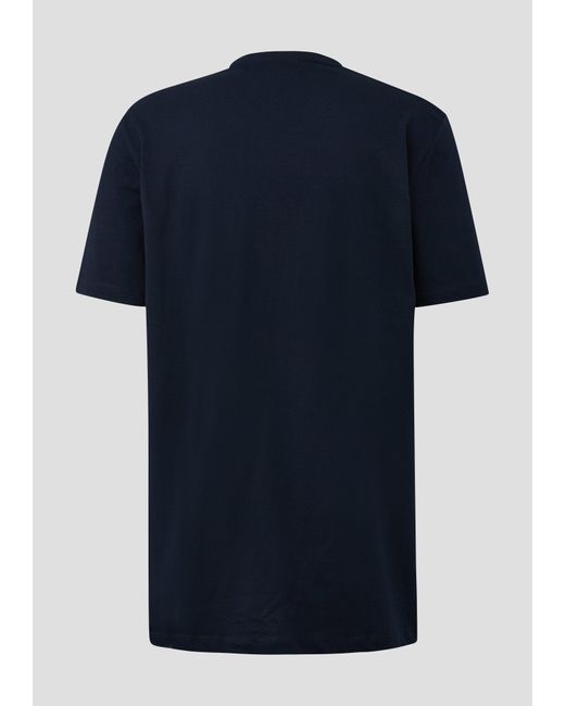 S.oliver T-Shirt mit V-Ausschnitt und Logo-Detail in Blue für Herren