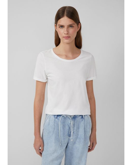 S.oliver White T-Shirt mit Ärmelumschlag