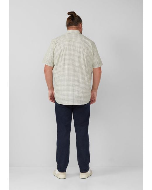 S.oliver Regular Fit: Gemustertes Kurzarmhemd aus Baumwolle mit Button-Down-Kragen in Gray für Herren
