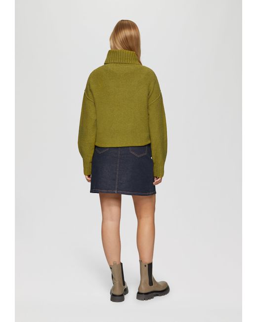 S.oliver Green Weicher Rollkragenpullover aus Baumwoll-Bouclé