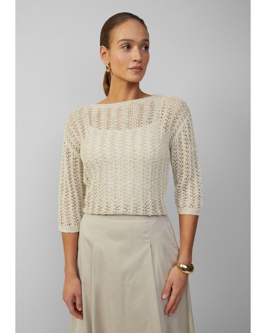 S.oliver Natural Semitransparenter Pullover aus Ajourstrick mit Pailletten