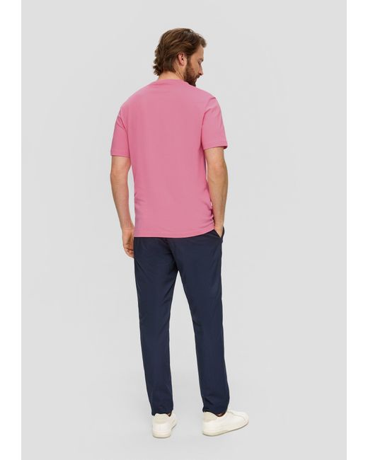 S.oliver T-Shirt mit V-Ausschnitt in Pink für Herren