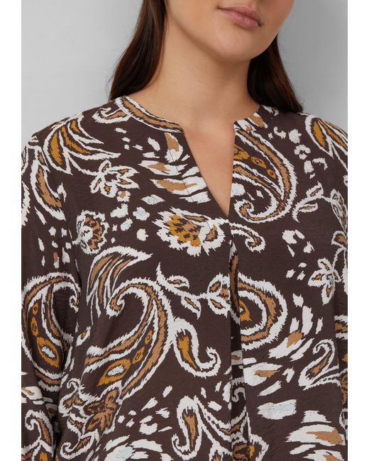 S.oliver Blue Strukturierte Viskosemix-Bluse mit All-over-Print