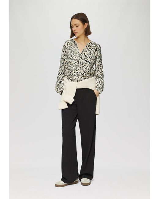 S.oliver White Bluse aus Viskosemix mit Raffung