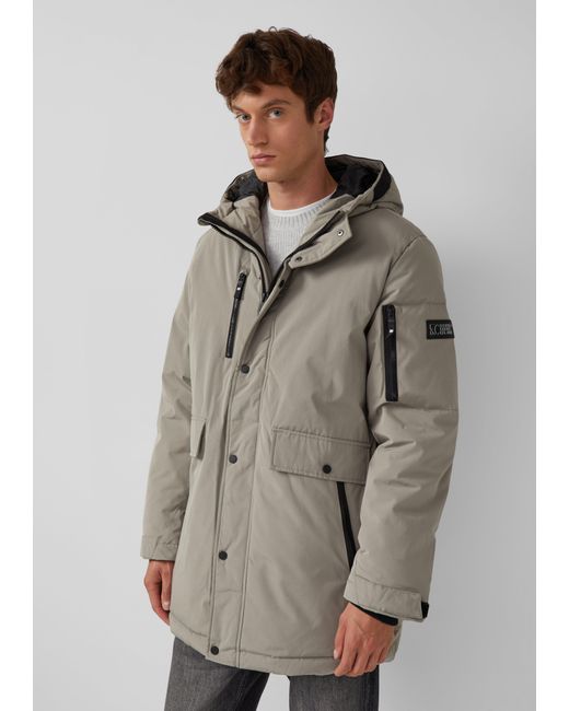 S.oliver Wasserabweisender Parka mit Kapuze und sportiven Details in Gray für Herren