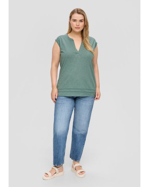 S.oliver Green Relaxed-Fit-Shirt mit Spitzen-Details