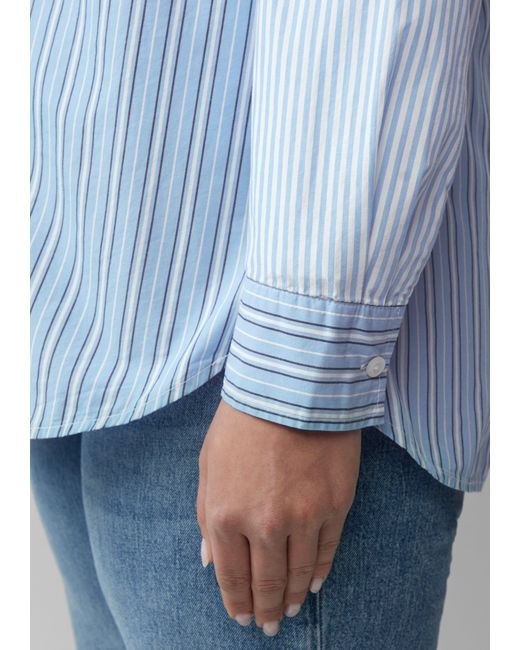S.oliver Blue Popeline-Bluse im Relaxed Fit mit Streifenmix