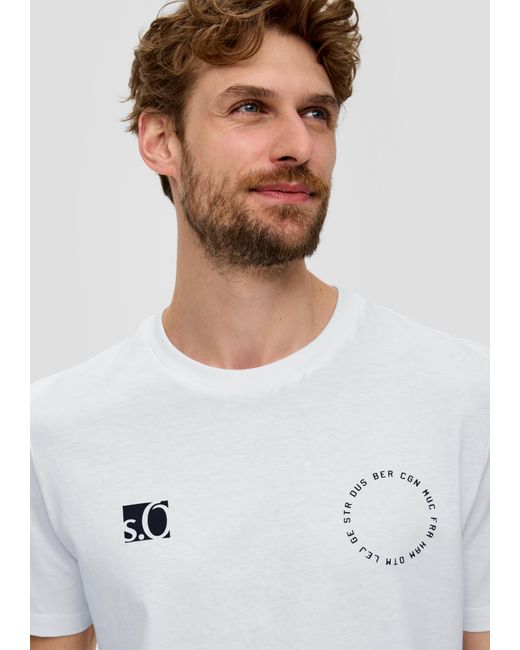 S.oliver T-Shirt mit großem EM-Rückenprint in White für Herren
