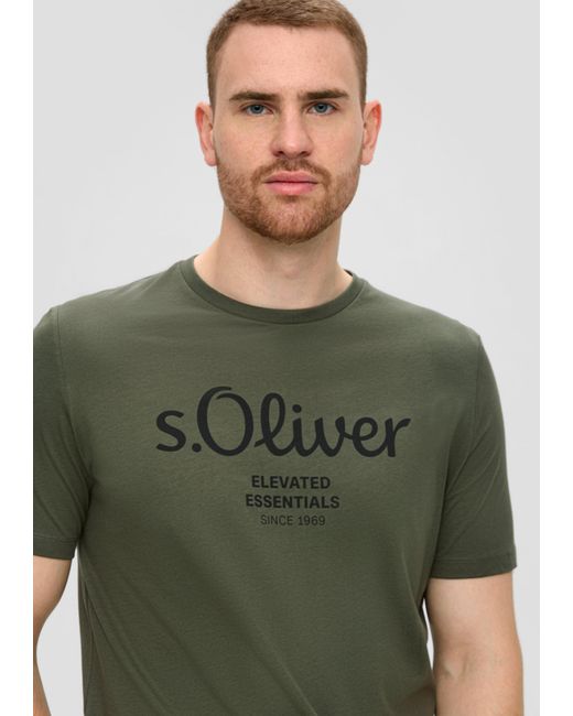 S.oliver T-Shirt aus Baumwolle mit Logo-Print in Green für Herren