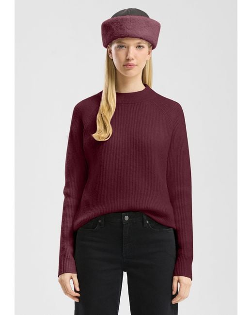 QS Red Weicher Strickpullover mit Rippstruktur