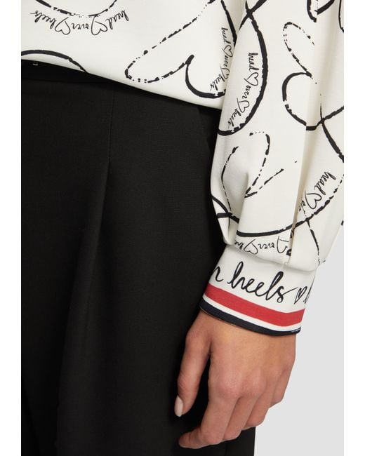 S.oliver White Weiches Scuba-Sweatshirt mit Herz-Print