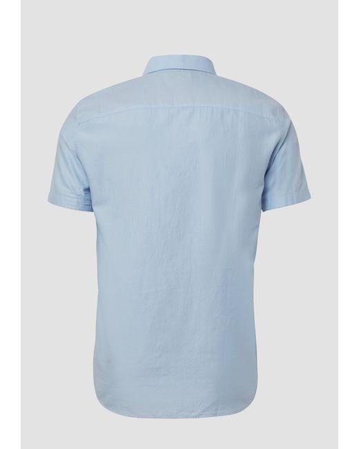S.oliver Regular Fit: Kurzärmeliges Twillhemd mit Button-Down-Kragen in Blue für Herren