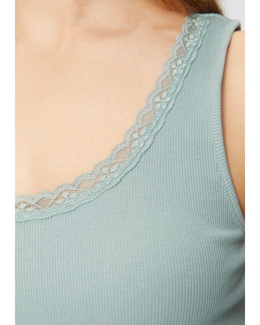 QS Blue Ripptop mit Spitze am Ausschitt