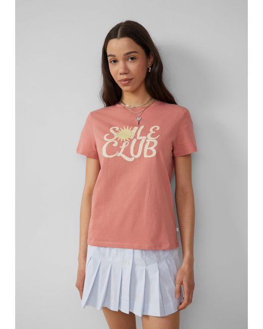 QS Orange Baumwollshirt mit Frontprint