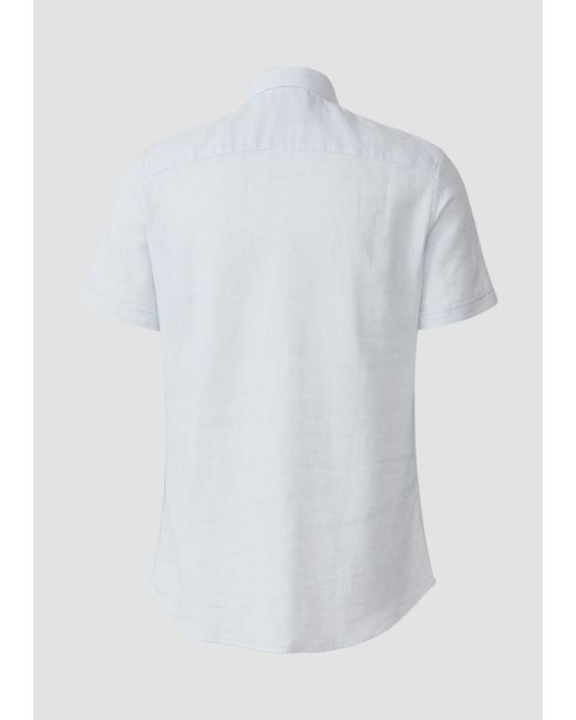 S.oliver Tailored Fit: Strukturiertes Kurzarmhemd aus Leinemix in White für Herren